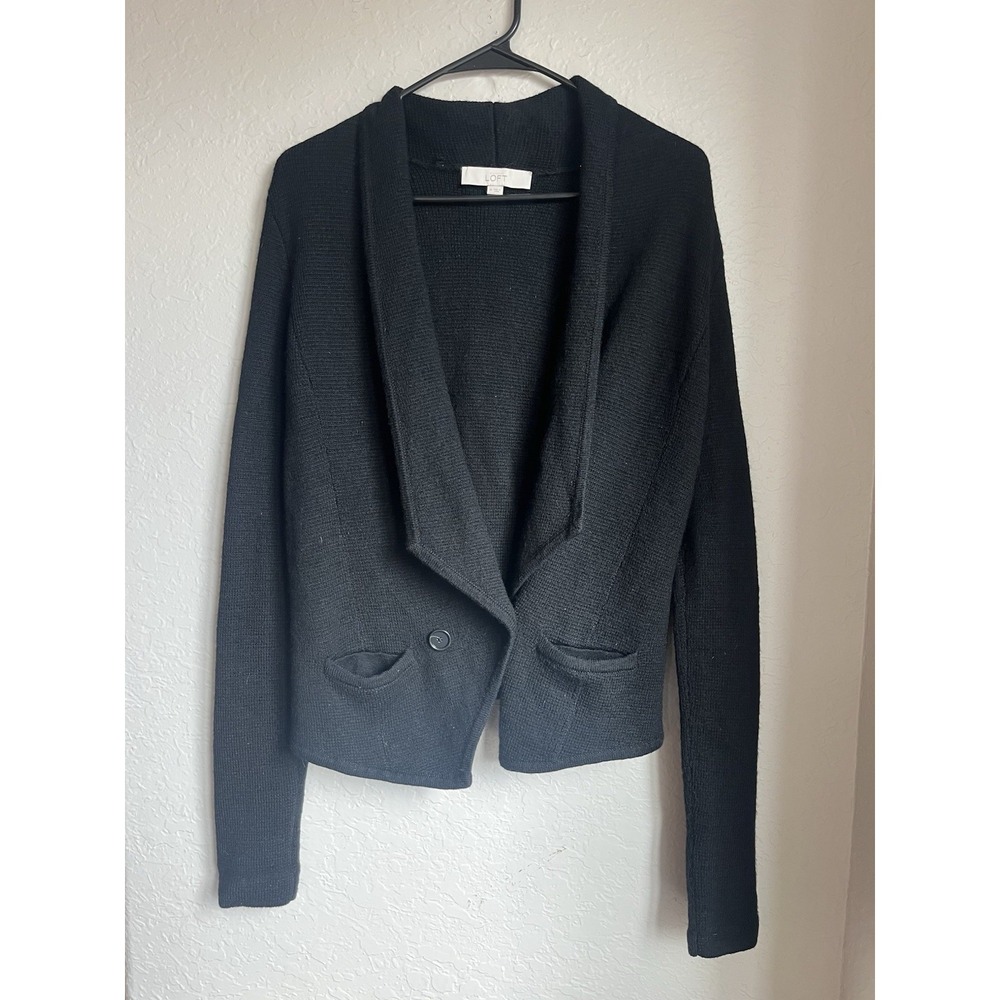 Loft by Ann Taylor Sweater, Black ,Size Medium, Wool/Acrylic Blend